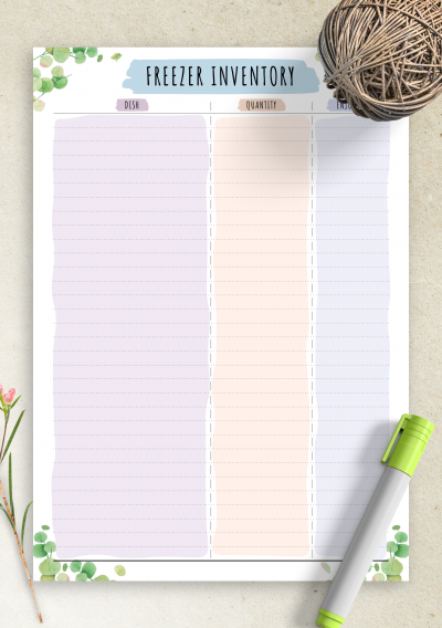 Download Freezer Inventory - Floral Style - Printable PDF