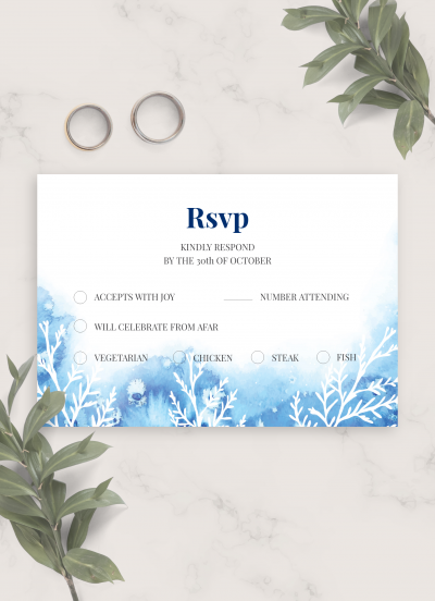 Download Frosty Winter Wedding RSVP Card - Printable PDF