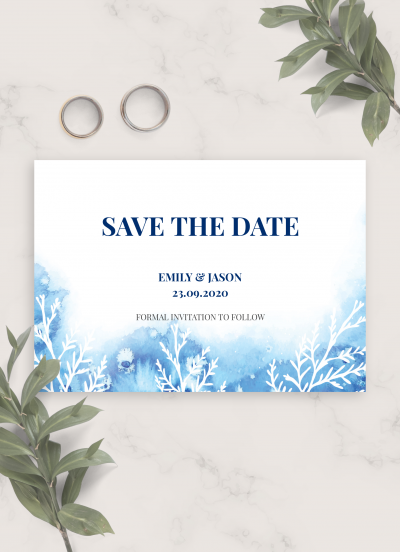 Download Frosty Winter Wedding Save The Date Card - Printable PDF