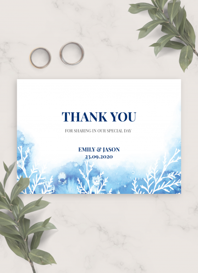 Download Frosty Winter Wedding Thank You Card - Printable PDF