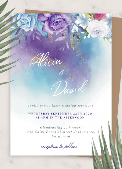 Download Frozen Flowers Winter Wedding Invitation - Printable PDF