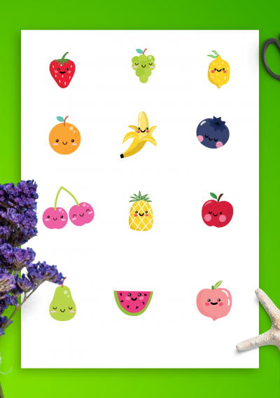Download Cute Fruits Sticker Pack - Printable PDF