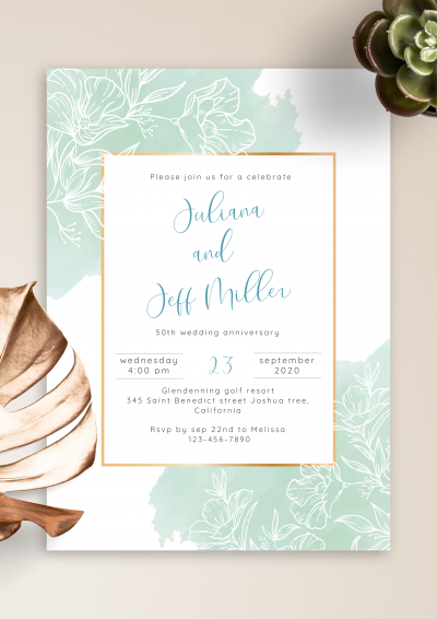 Download Gentle Floral Anniversary Invitation - Printable PDF