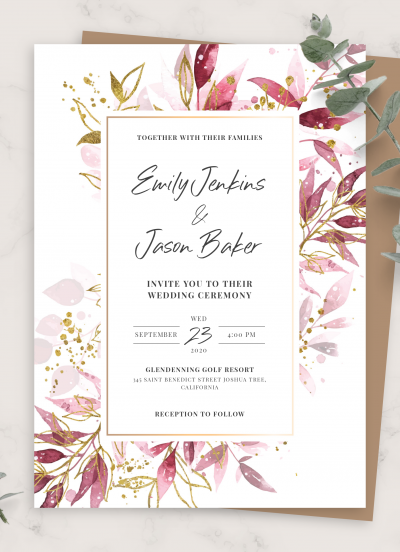 Download Gentle Violet Fall Wedding Invitation - Printable PDF