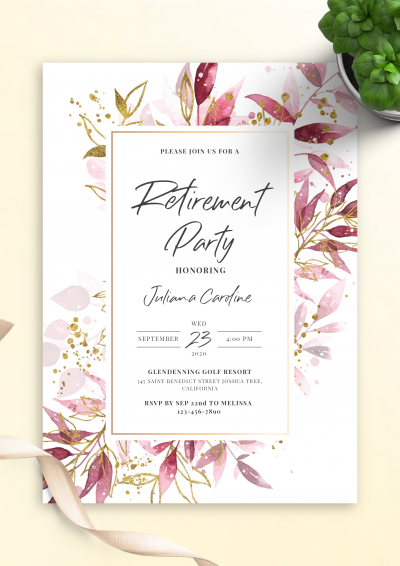 Download Gentle Violet Retirement Party Invitation - Printable PDF