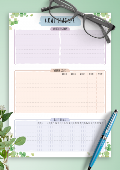 Download Goal Tracker - Floral Style - Printable PDF