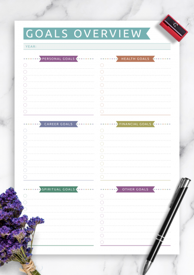 Download Goals Overview - Casual Style - Printable PDF