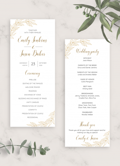 Download Golden Wedding Program - Printable PDF