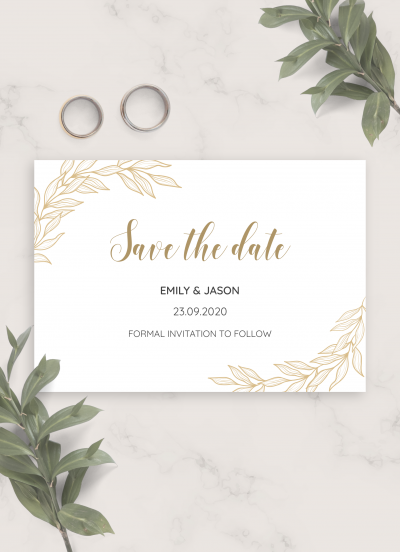 Download Golden Wedding Save The Date Card - Printable PDF
