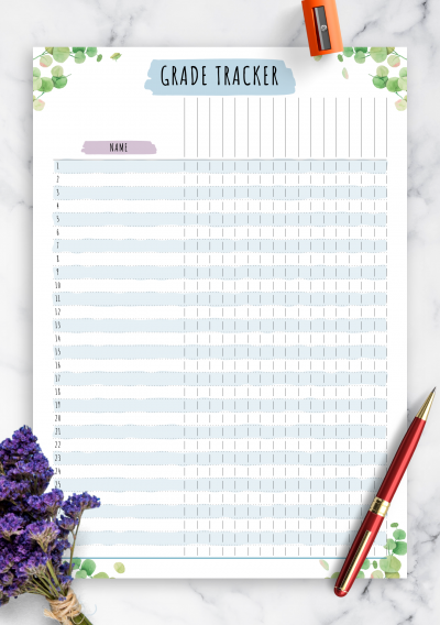 Download Gradebook Template - Floral Style - Printable PDF