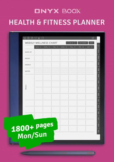 Download Health & Fitness Planner for BOOX Note Air - Printable PDF