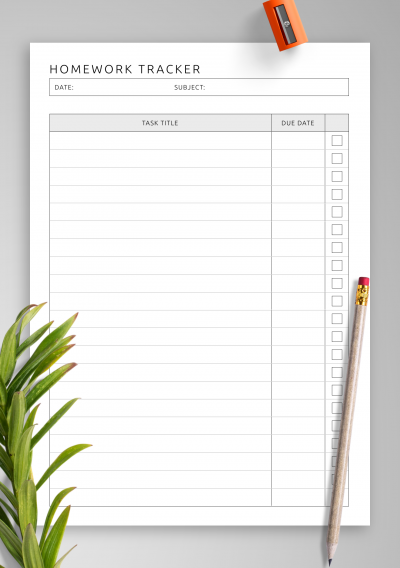 homework list printable