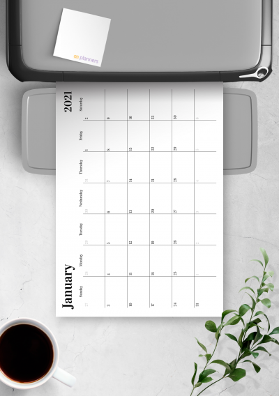 Download Printable Horizontal Monthly Calendar PDF