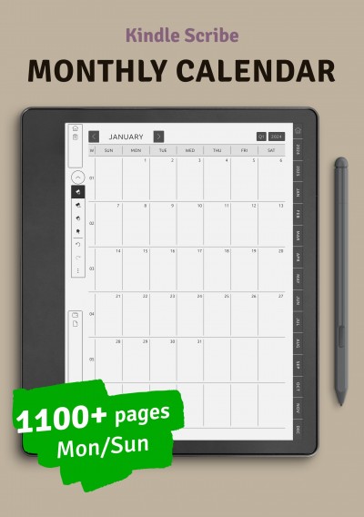 Download Kindle Scribe Monthly Calendar (5 years) 2023 - 2028 - Printable PDF