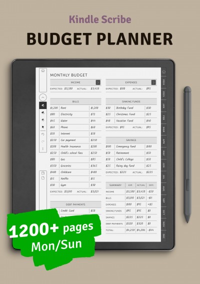 Download Kindle Scribe Budget Planner - Printable PDF