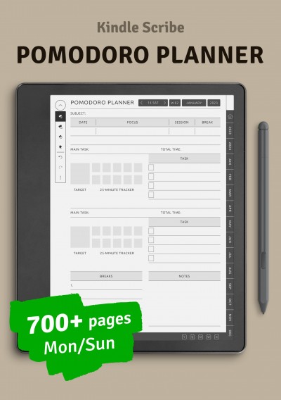 Download Kindle Scribe Pomodoro Planner - Printable PDF