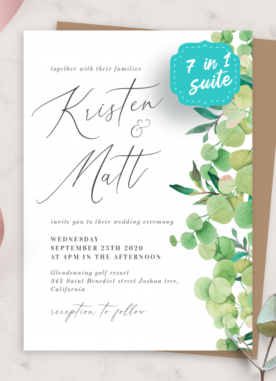 Download Lush Greenery Wedding Invitation Suite - Printable PDF