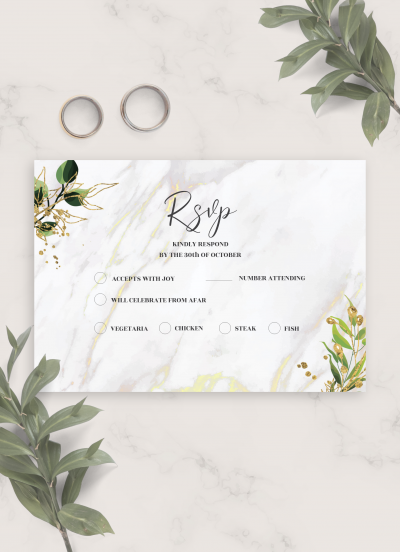 Download Marble Elegant Wedding RSVP Card - Printable PDF