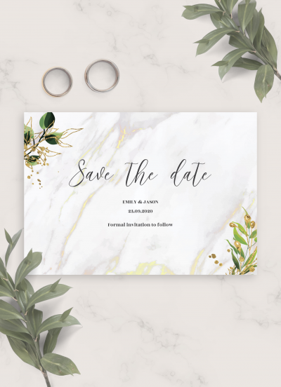 Download Marble Elegant Wedding Save The Date Card - Printable PDF