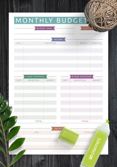 Download Monthly Budget - Casual Style - Printable PDF
