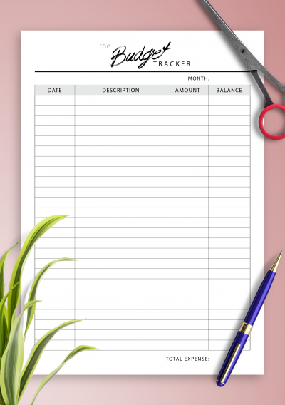 Download Monthly budget tracker - Printable PDF