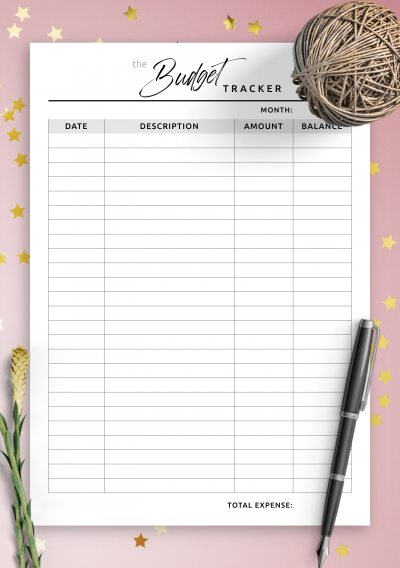 Download Monthly budget tracker - Printable PDF