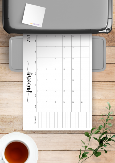 monthly calendar with to do list