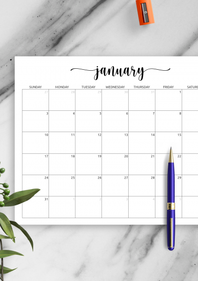 Download Printable Monthly Calendar with Notes PDF