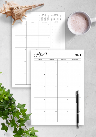 Download Printable Monthly Calendar Template PDF