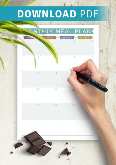 Download Printable Monthly Meal Plan - Casual Style PDF