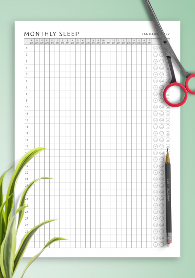 Download Monthly Sleep Tracker Template - Printable PDF