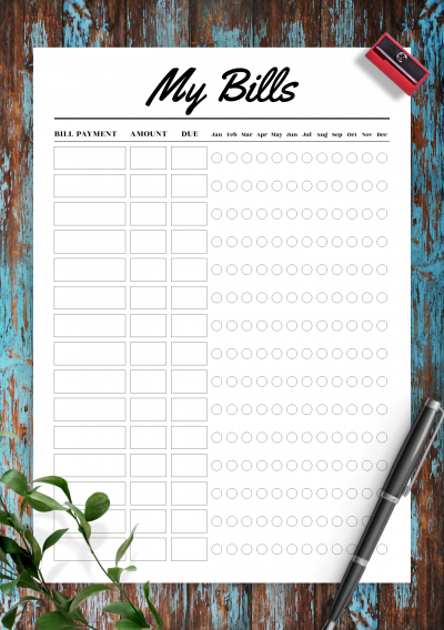 weekly bill planner printable