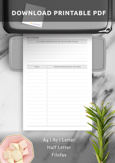 My Vision Template for defining your roles and principles