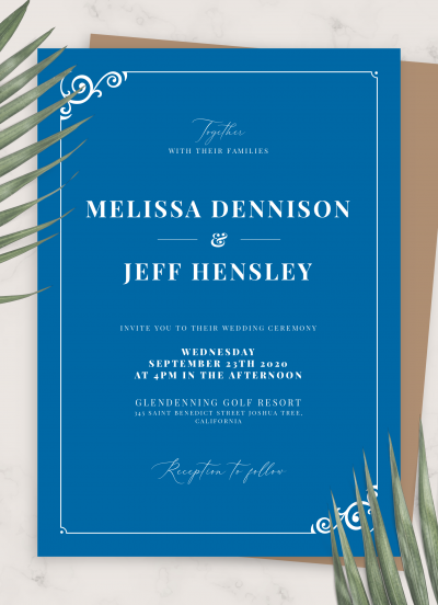 Download Navy Blue Vintage Wedding Invitation - Printable PDF