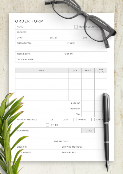 Download Order Form Template - Printable PDF