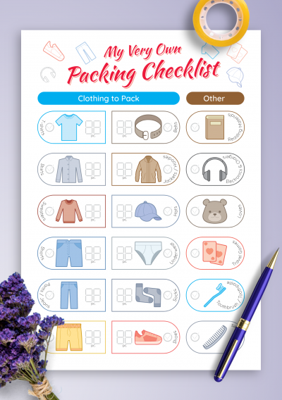 Download Packing Checklist for Boy - Printable PDF