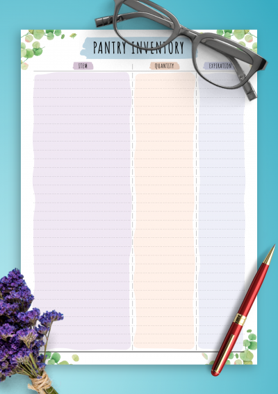 Download Pantry Inventory - Floral Style - Printable PDF