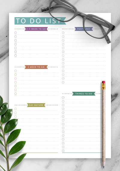 Download Party To Do List - Casual Style - Printable PDF
