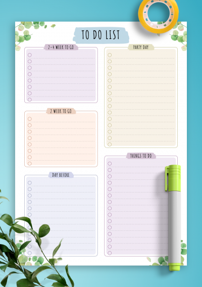 Download Party To Do List - Floral Style - Printable PDF