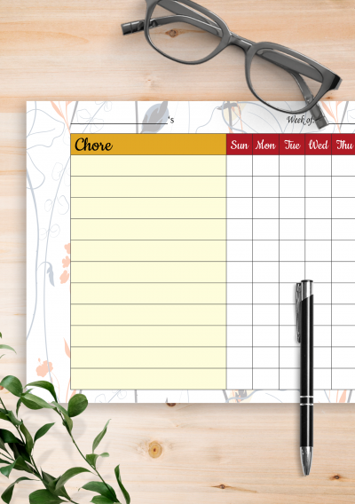 Download Personal Weekly Chore Chart Template - Printable PDF