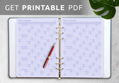 TN Printable Yearly Calendar with Week Numbers