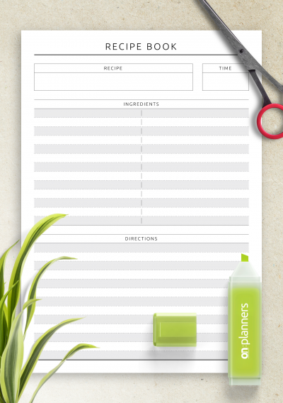 Download Recipe Book Template Simple - Original Style - Printable PDF