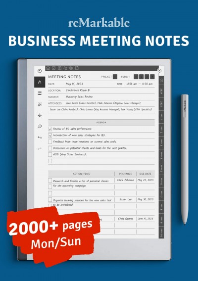Download reMarkable Business Meeting Notes - Printable PDF