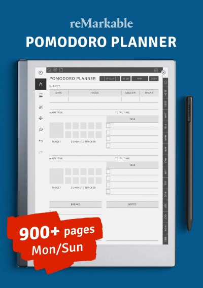 Download reMarkable Pomodoro Planner - Printable PDF