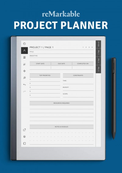 Download reMarkable Section Project Planner - Printable PDF