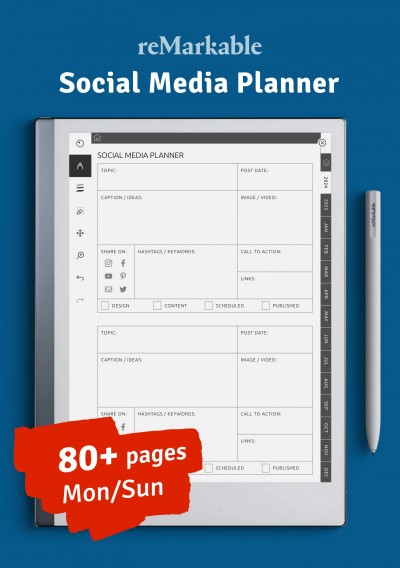Download reMarkable Social Media Planner - Printable PDF