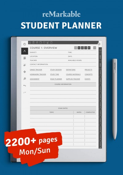 Download reMarkable Student Planner - Printable PDF