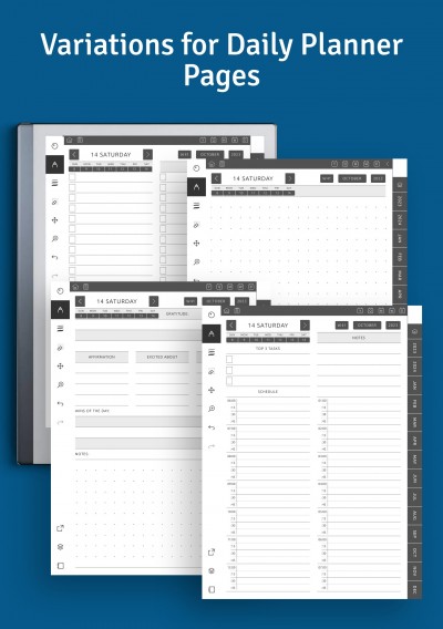 Reading List & Journal, Event/Exams Tracker, Project Planning Pages