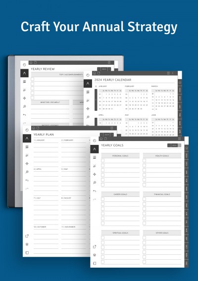 4 customizable yearly pages for strategic thinking