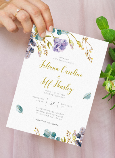 download printable rustic bloom floral wedding invitation pdf